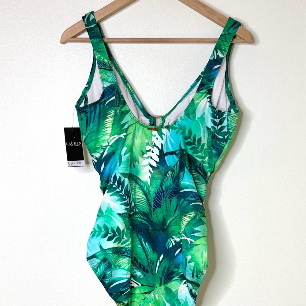 LAUREN RALPH LAUREN Cartago Palms Ring Over The Shoulder One-Piece Swimsuit - Picture 6 of 11